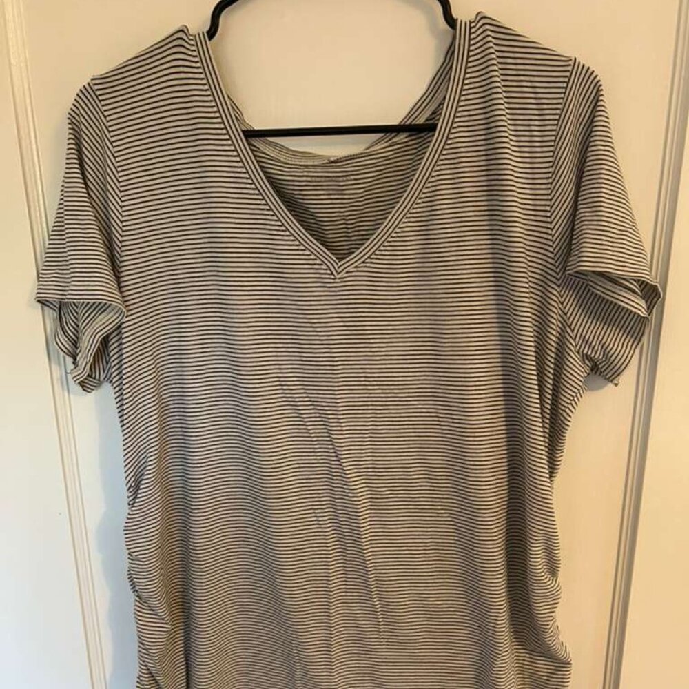 Motherhood Maternity Black & White Striped Tee, Size 1X
